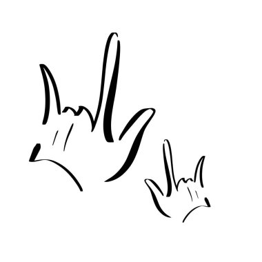 Rock müzik kornosu illüstrasyonuyla ayarlanmış. Eğlence konsepti. İnsanlar el ele. Parti zamanı. Müzik logosu. Klasik gitar vektörü. Beyaz arkaplanda izole edilmiş vintage biçiminde konser tasarımı ögesi