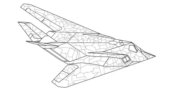 Dospělý Vojenský Letadla Omalovánky Stránku Knihu Kresbu Vektorová Ilustrace Letadlo — Stockový vektor