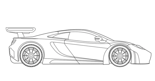 Vector Line Art Car Konzeptdesign Fahrzeug Schwarze Umrisse Skizze Illustration — Stockvektor