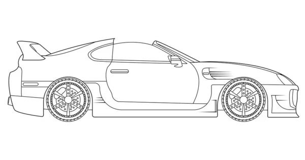 Vector Lijn Art Car Concept Design Zwarte Omtrek Van Het — Stockvector