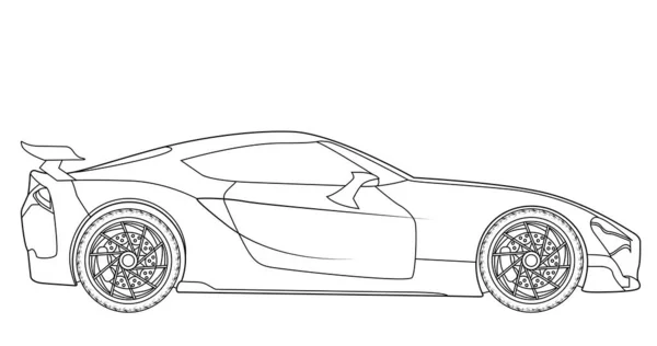 Vektorové Auto Koncepce Designu Černý Obrys Vozidla Kresba Ilustrace Izolované — Stockový vektor