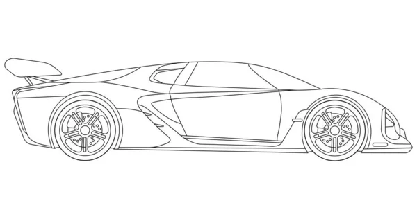 Line Art Vektor Auto Konzeptdesign Fahrzeug Schwarze Umrisse Skizze Illustration — Stockvektor