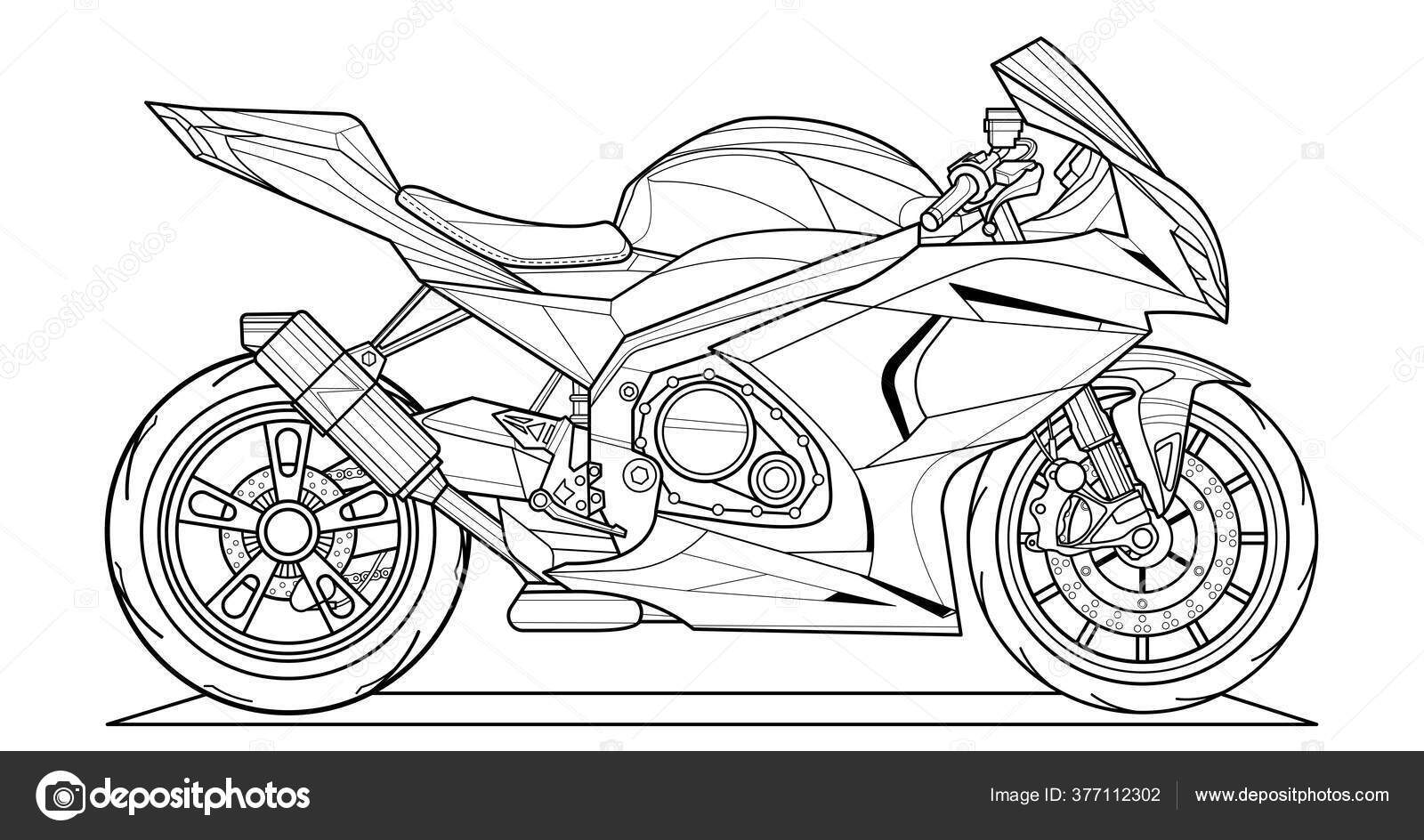 Página Clássica Colorir Ilustração Vetorial Motocicleta Para