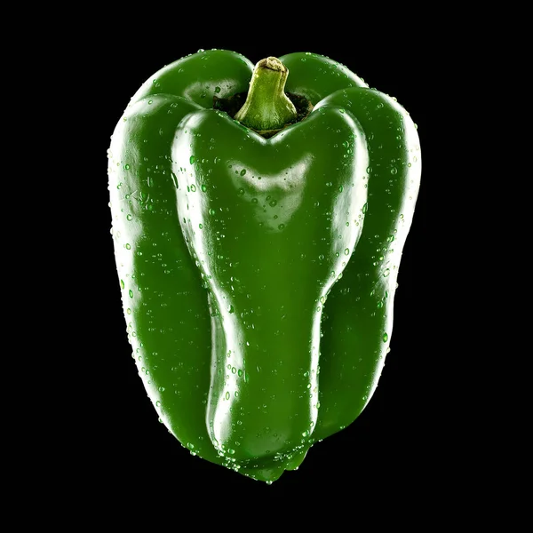 Pimiento Verde Sobre Fondo Negro — Stock fotografie