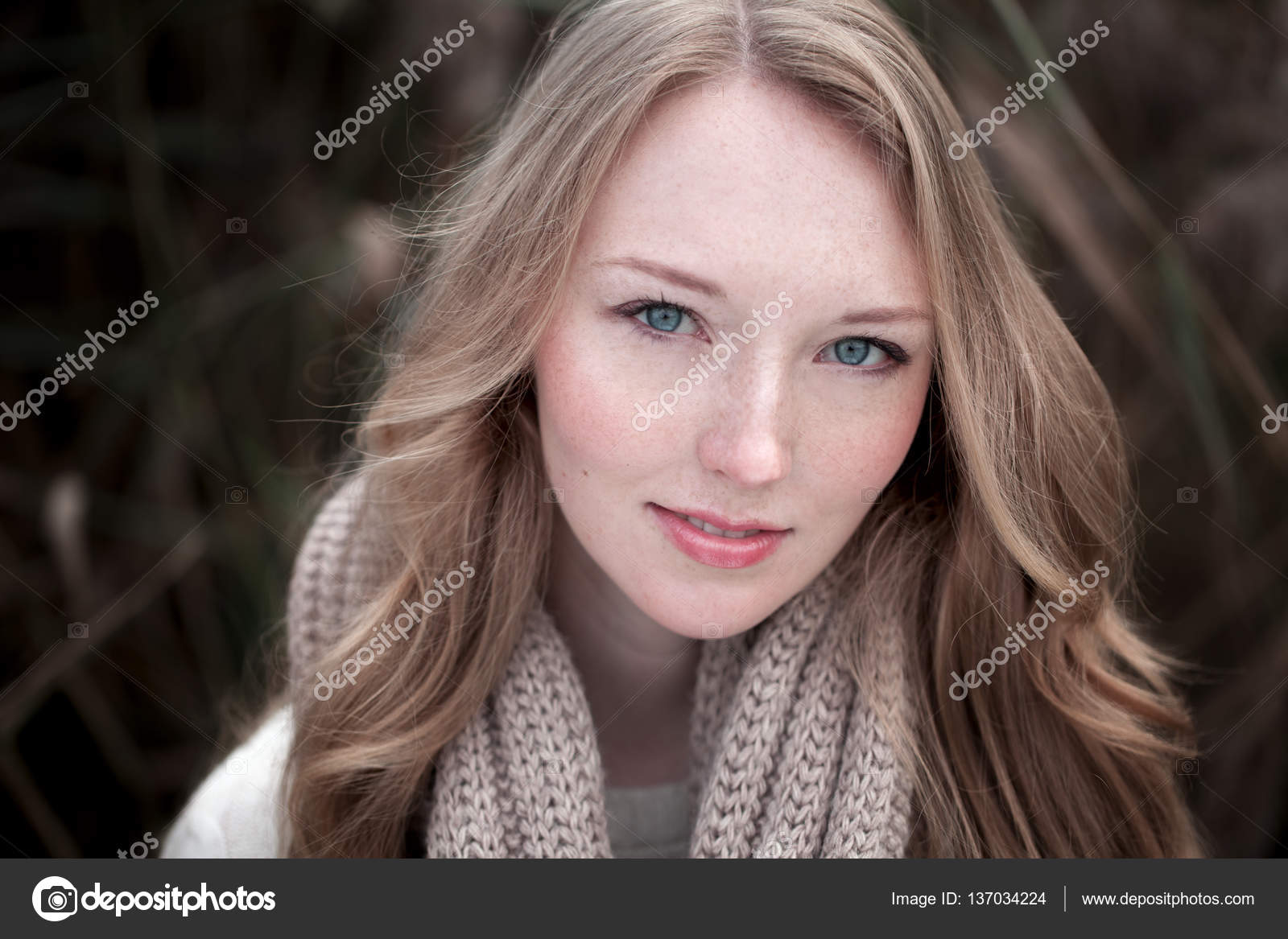 Blonde Hair Freckles Portrait Of A Beautiful Blonde Girl With
