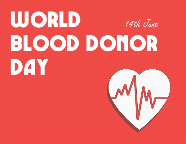 Dia mundial do dador de sangue. Férias internacionais. doar sangue e salvar a vida. A doação dá amor. Ilustrações vetoriais. Coração com batimento cardíaco — Vetor de Stock