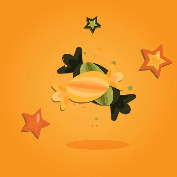 Halloween Cartoon Art im flachen Stil. Orange Hintergrund, niedlich süß für das Design. Vektorillustration — Stockvektor