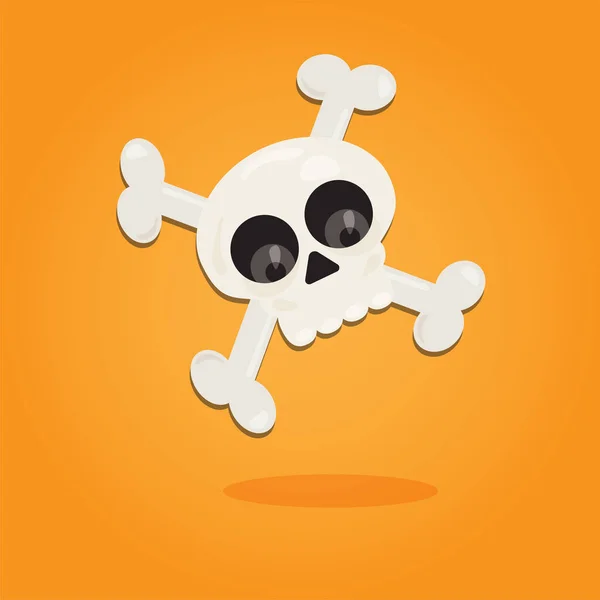 Halloween cartoon art in flat style. Orange background, Cute skull for design.  illustration — Stock Photo, Image