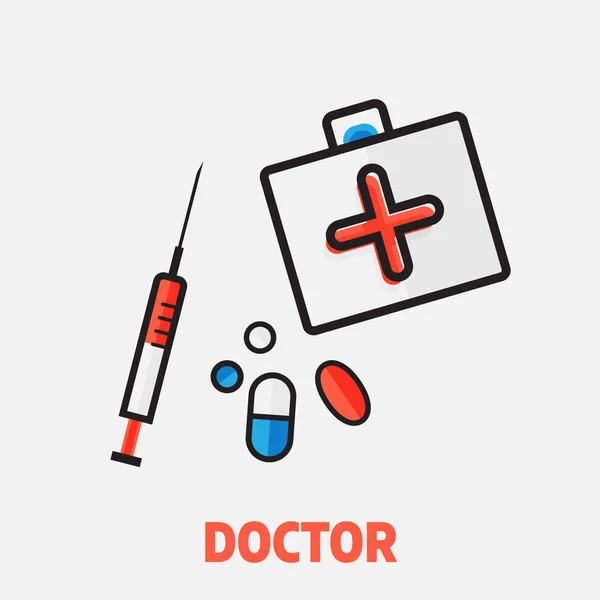 Ilustración de diseño de arte de línea plana de concepto médico. iconos de salud — Foto de Stock