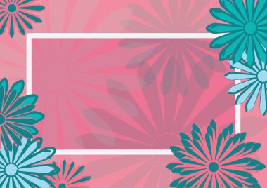 Sanat tatil kartı düz. Daisy pembe bir arka plan üzerinde. Tasarım şablonu. Vektör çizim