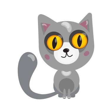 Karikatür kedi karakteri apartman dairesinde sanat tarzı. Vektör çizim