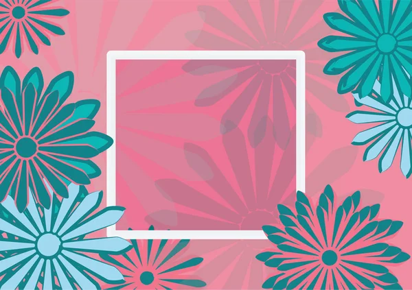 Sanat tatil kartı düz. Daisy pembe bir arka plan üzerinde. Tasarım şablonu. Vektör çizim