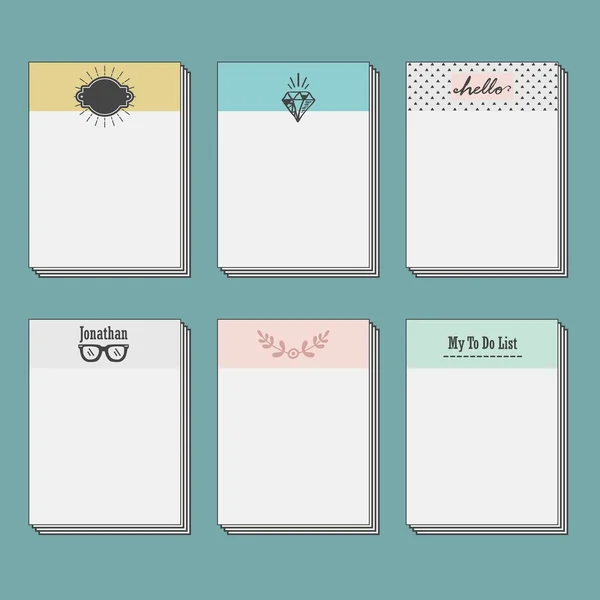 Set of note cards template on blue background — Stock Vector