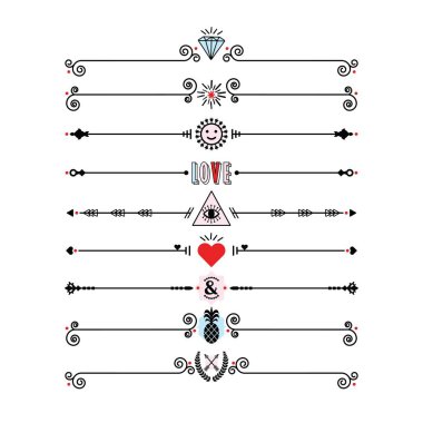 Renkli modern retro eğlenceli bölücüler Icons set beyaz arka plan üzerinde