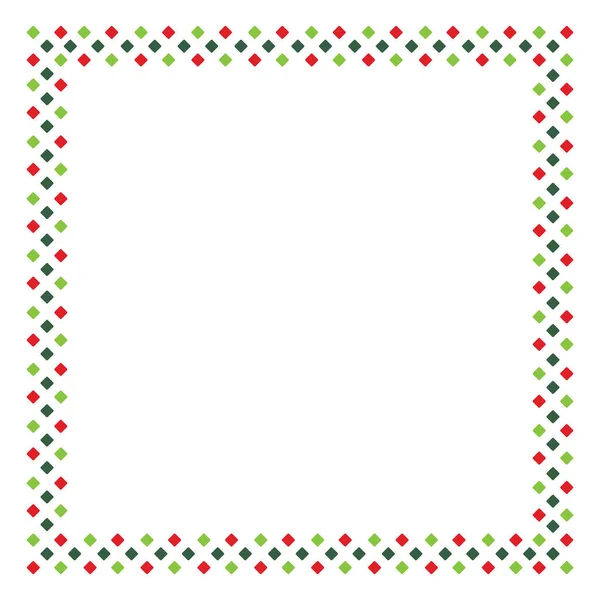 Red and green rhombus frame border in shape of square — Stock Vector