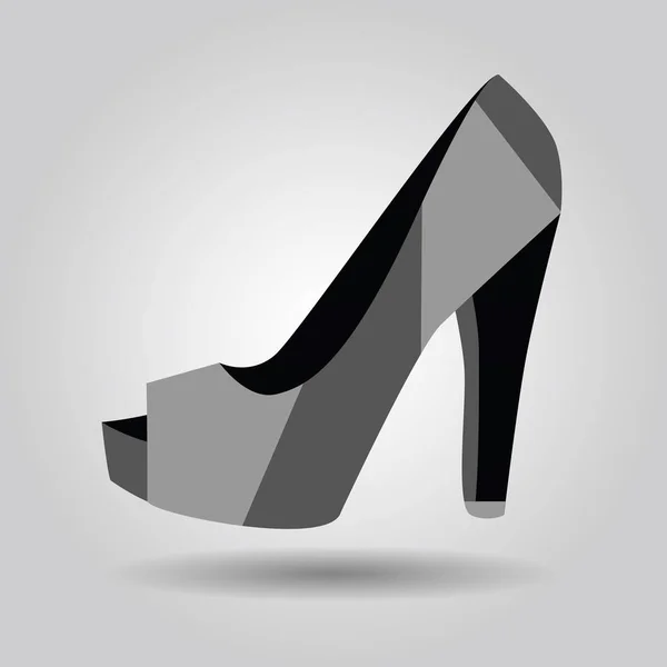 Mujeres solteras peep toe alto talón patrón zapato icono en gris gradiente fondo — Vector de stock