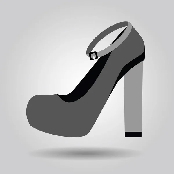 Zapato de correa de tacón alto de plataforma de mujer soltera con talones sólidos icono sobre fondo de gradiente gris — Vector de stock