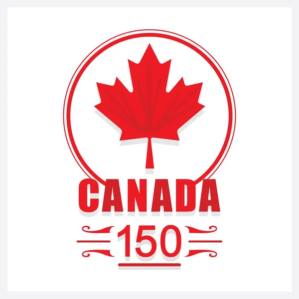 Red Canada 150 acero icona emblema foglia su sfondo bianco — Vettoriale Stock