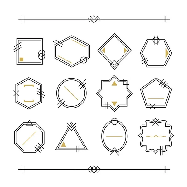 时髦的黑色和金色的空行空标志设置在白色背景上 — 图库矢量图片