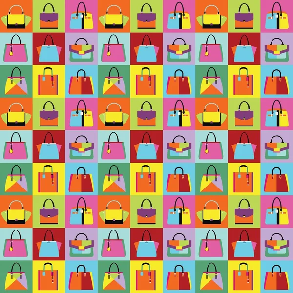 Retro pop arte mulheres bolsa e mão sacos set padrão — Vetor de Stock