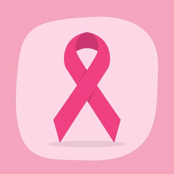 粉红色的背景上可爱抽象垂直乳腺癌的认识丝带标志 — 图库矢量图片