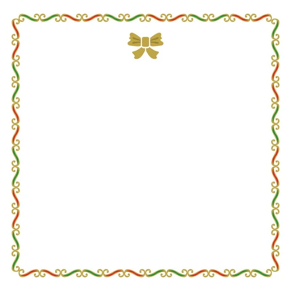 Ouro, vermelho e verde vazio cartão de nota de fronteira de Natal no fundo branco — Vetor de Stock