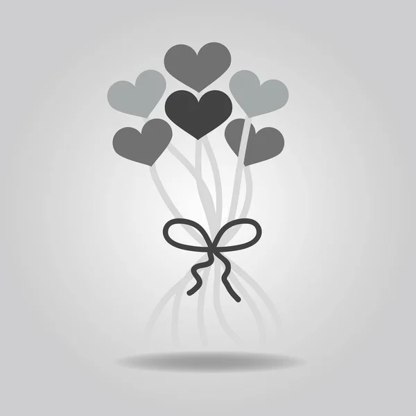 Bouquet Abstrait Décoration Ballons Coeur Avec Une Icône Arc Sur — Image vectorielle