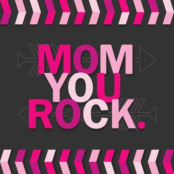 Pink Mom You Rock Card Dark Gray Black Background — Stock Vector