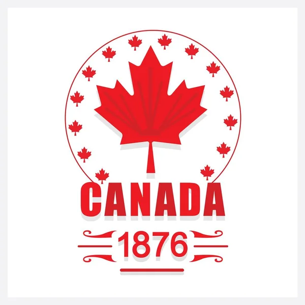 Dia Vermelho Canadá 1876 Ícone Emblema Folha Bordo Fundo Branco — Vetor de Stock