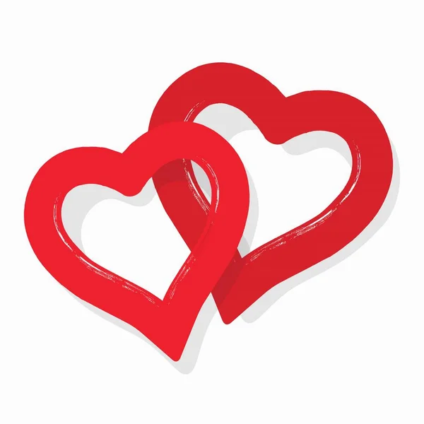 Niedliche Abstrakte Rote Paar Herzen Symbol Aufkleber Auf Weißem Hintergrund — Stockvektor