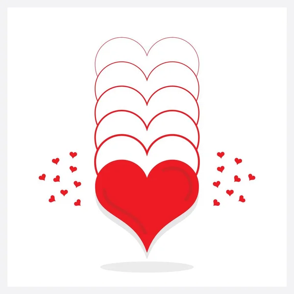 Simbol Jantung Merah Garis Jauh Yang Memudar Secara Vertikal Pada - Stok Vektor