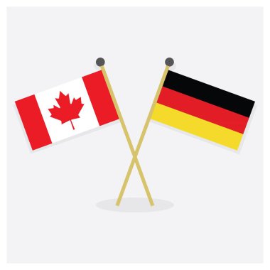 Çapraz Kanada ve Almanya bayrakları simgeleri ile gölge üzerinde beyaz arka plan