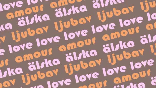 Aşk Sözcükleri Sevgililer Günü Için Sonu Gelmeyen Videoları Farklı Dillerde — Stok video