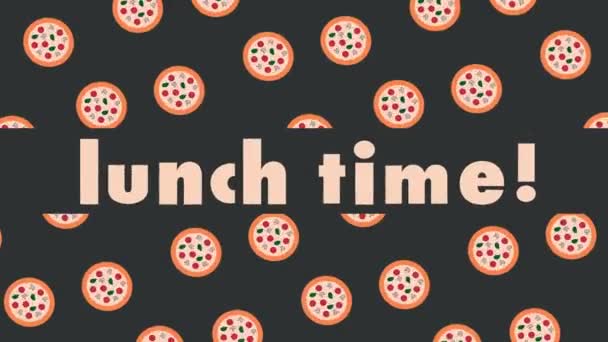 Lunchtid, italiensk mat, pizza leverans animation video, looping och sömlös 4k film för intro eller bakgrund — Stockvideo