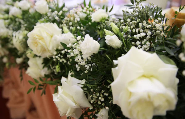 Belo Restaurante Casamento Para Casamento Decoração Branca Para Noiva Noivo — Fotografia de Stock