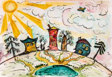 Bir çocuk çizim'ın evleri, soyutlama, creativity.8