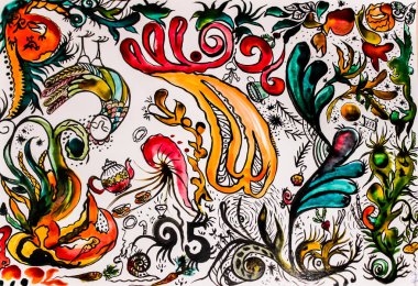 Rus Halk çaydanlık ve cups133 ile arka plan desen