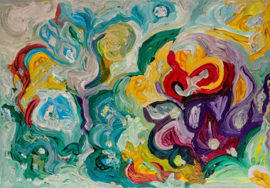 Güzel sıradışı soyutlama, formun birinden diğerine ilginç bir dönüşümü, ev için bir hediye olarak, bir kart üzerinde bir resim..