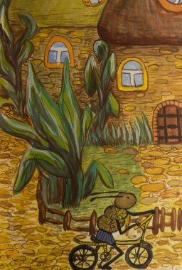 Güzel sıradışı soyutlama, formun birinden diğerine ilginç bir dönüşümü, ev için bir hediye olarak, bir kart üzerinde bir resim..