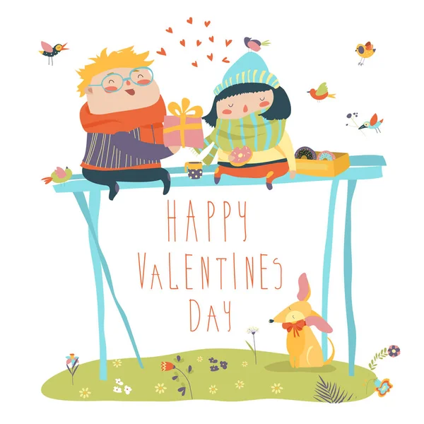 Viering Valentines Day verliefde paar — Stockvector