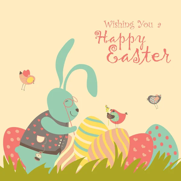 Bunny and easter egg — Stock Vector