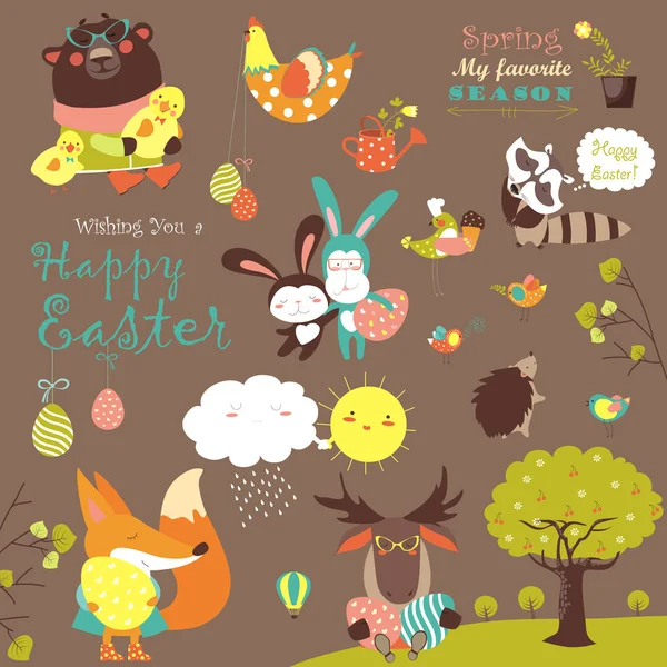 Animals celebrating Easter — Stock Vector