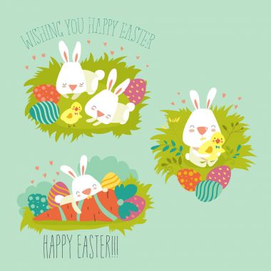 Paskalya tavşanı renkli yumurta toplama