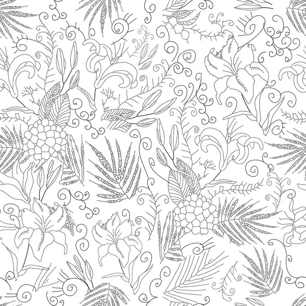 Vector flowers seamless pattern — Stock Vector