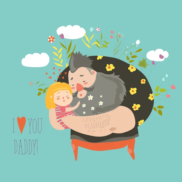Dochter haar vader knuffelen — Stockvector