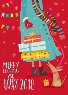 Noel hediyeleri tutan kız