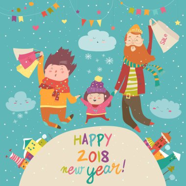 Mutlu aile ile Noel alışveriş