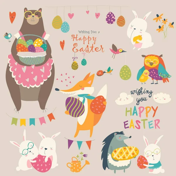 Animals celebrating Easter — Stock Vector