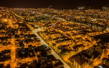 Coronavirus tecridi sırasında Cusco, Peru 'dan Recoleta caddesinin doğu tarafındaki hava manzarası