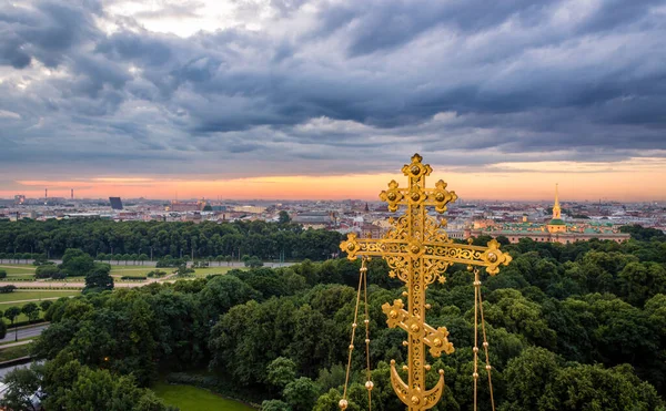 Sonnenaufgang Von Der Spitze Der Erlöserkirche Sankt Petersburg Russland Weiße — Stockfoto